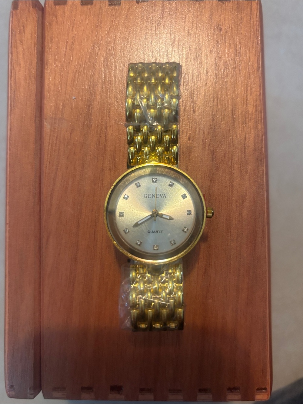 Geneva Gold-Tone Women's Dress Watch with Crystal Markers